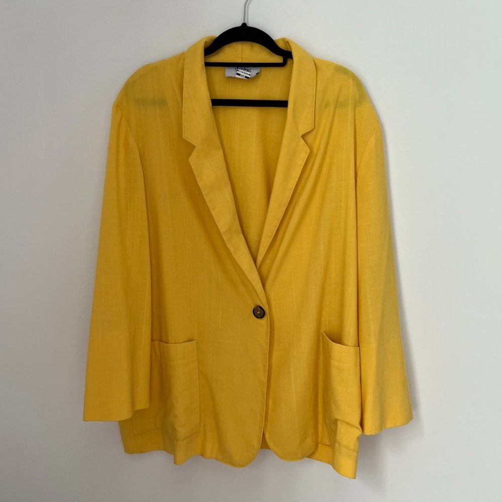 Vintage Yellow Blazer ✨ Linen-like material